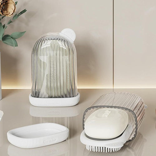 2 In 1 Travel Soap Case with Silicone Brush