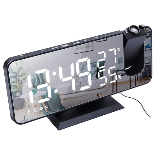 180� Projector Clock for Bedroom Digital Alarm Clock W/ Temperature Display