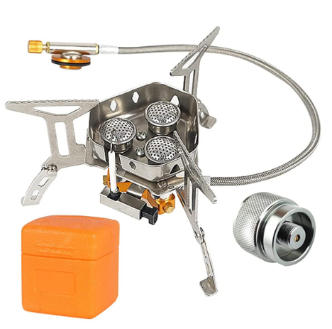 📢📢50% OFF !! ⏰Camping Gas Burner – 5800W, Piezo Ignition, Windproof 🔥