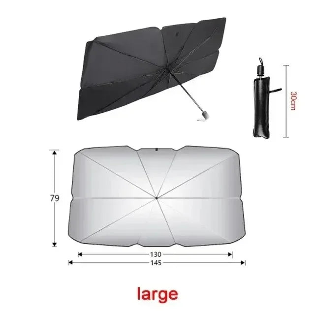Car Sunshade for SUV & Hatchback | UV-Reflective Heat Reduction | Umbrella-Fold Design | Large 140×79 cm