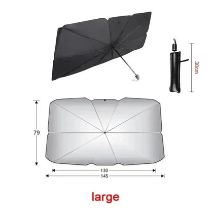 Car Sunshade for SUV & Hatchback | UV-Reflective Heat Reduction | Umbrella-Fold Design | Large 140×79 cm
