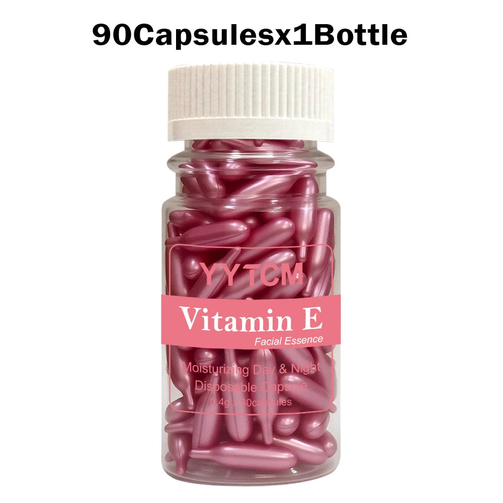 Vitamin E Serum Capsules, Single-Use Essence Capsules, Hydrating and Moisturizing Facial Skin 90 Capsules/Bottle - 1 Bottle