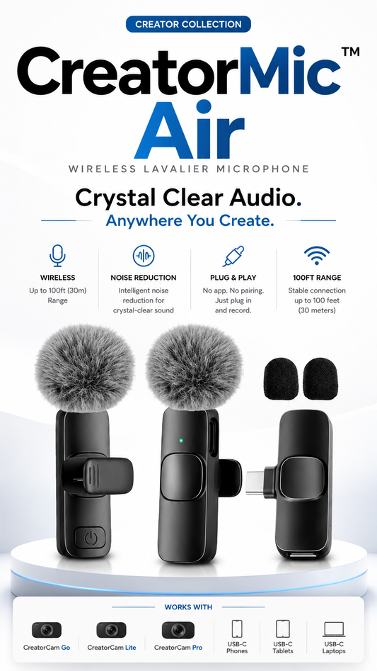 CreatorMic™ Air - Wireless Lavalier Microphone for Creators