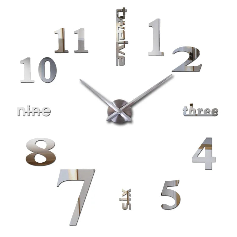 Creative Frameless DIY Wall Clock Wall Decal Home Silent Clock Living Room Office Wall Decoration