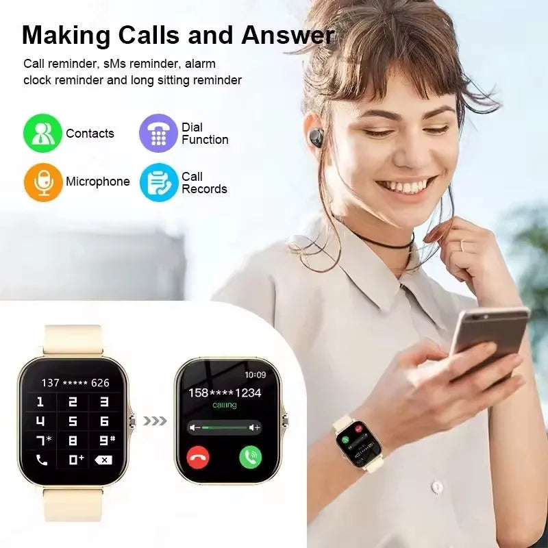 Smart Watch with Full Touch Screen, Call & Message Reminder, Music Control – Compatible with iPhone & Android