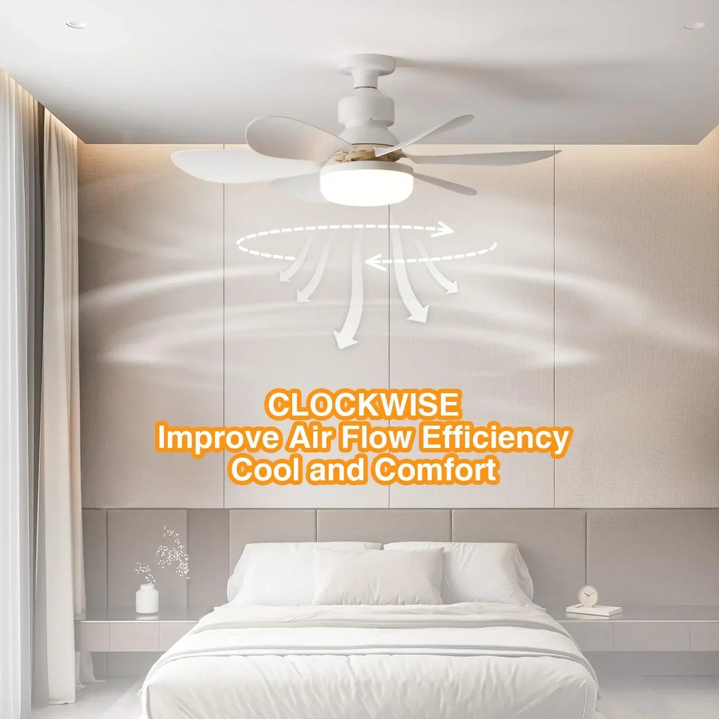 LED Ceiling Fan Light with Remote Control – Dimmable 30W Modern Fan