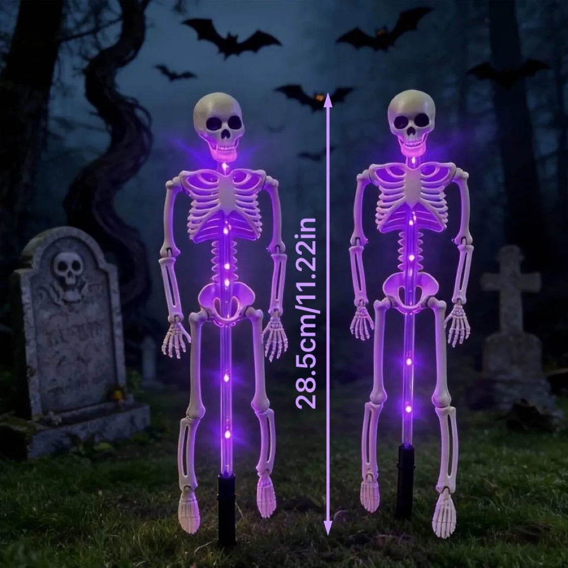 GlowBones™ Yard Stake ☠️🌞 – Solar-Powered Spooky Glow