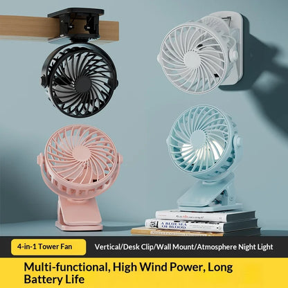 HOMEFISH Rechargeable Rotatable Clip Fan