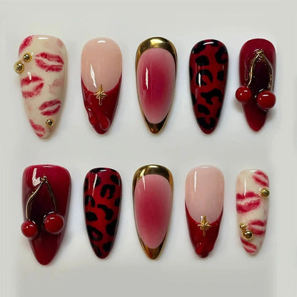 3D Flower French Tip Press On Nails Almond