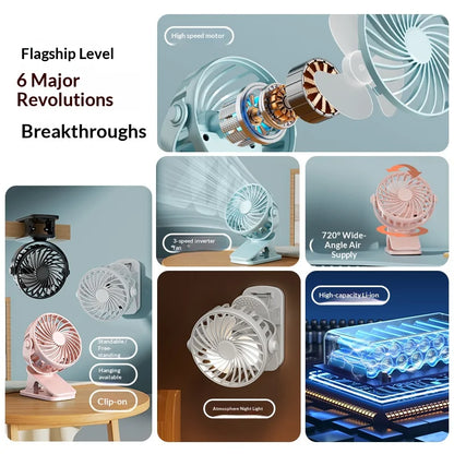 HOMEFISH Rechargeable Rotatable Clip Fan