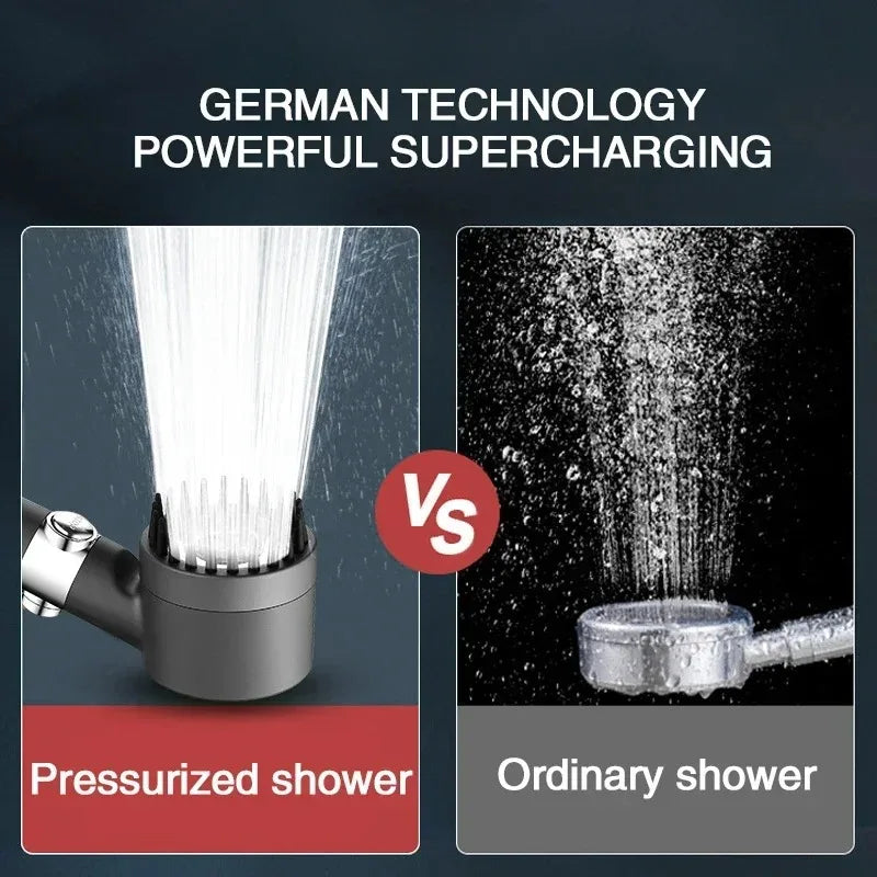 3-Mode Filtered Shower Head with 59" Hose & Massage Brush