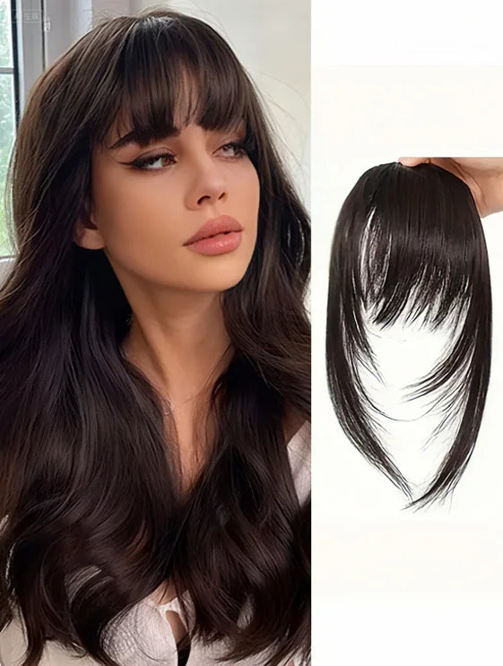 Bangs Dark Brown Synthetic Hair Clip-In – Natural Wispy Fringe Wear