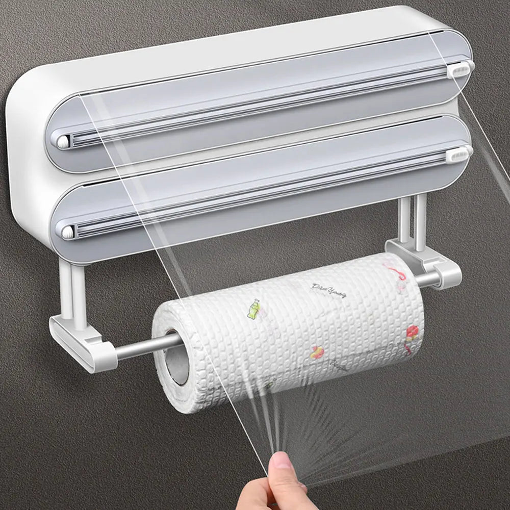 WrapMate™ 3-in-1 Organizer 🧻✨ — Cut, Store & Dispense Easily