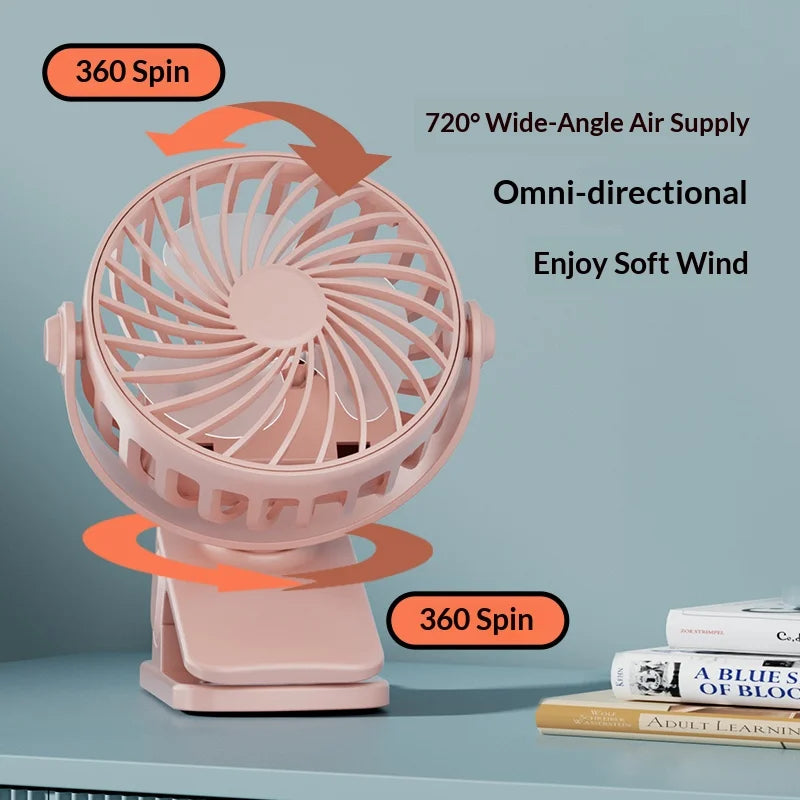 HOMEFISH Rechargeable Rotatable Clip Fan