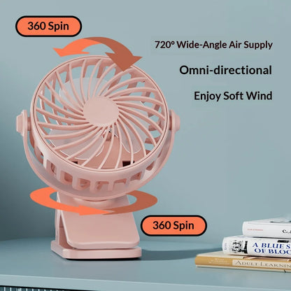 HOMEFISH Rechargeable Rotatable Clip Fan