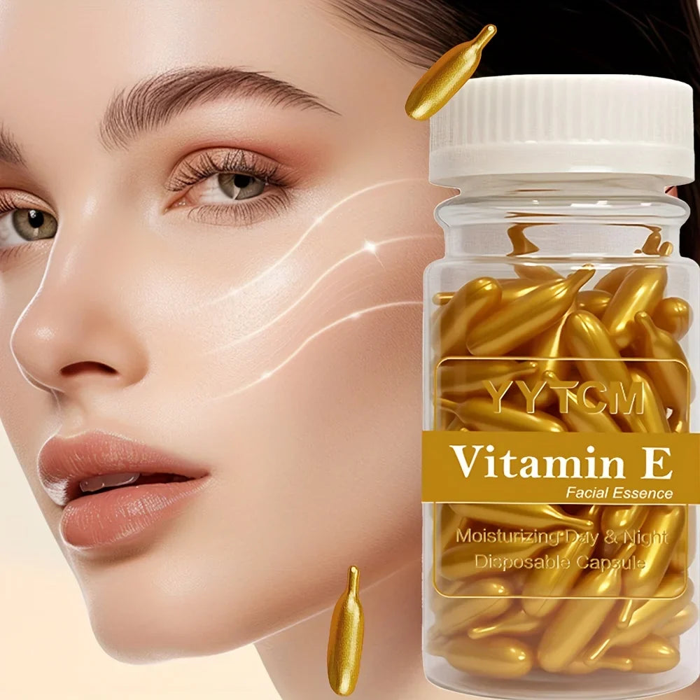 Vitamin E Serum Capsules, Single-Use Essence Capsules, Hydrating and Moisturizing Facial Skin 90 Capsules/Bottle - 1 Bottle