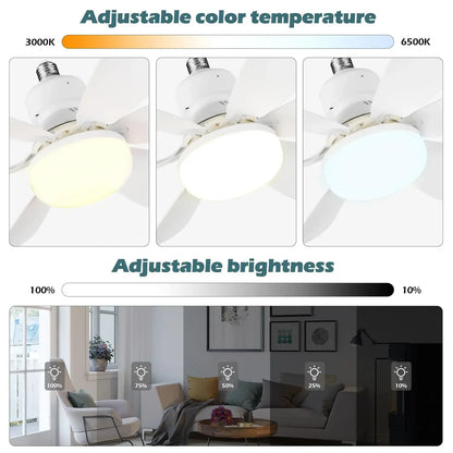 LED Ceiling Fan Light with Remote Control – Dimmable 30W Modern Fan
