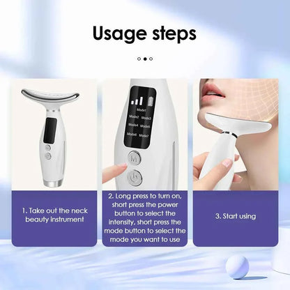 7-Color LED Beauty Device for Neck & Face – Vibration Massage, Skin Tightening & Lifting Tool