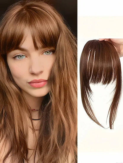 Bangs Dark Brown Synthetic Hair Clip-In – Natural Wispy Fringe Wear