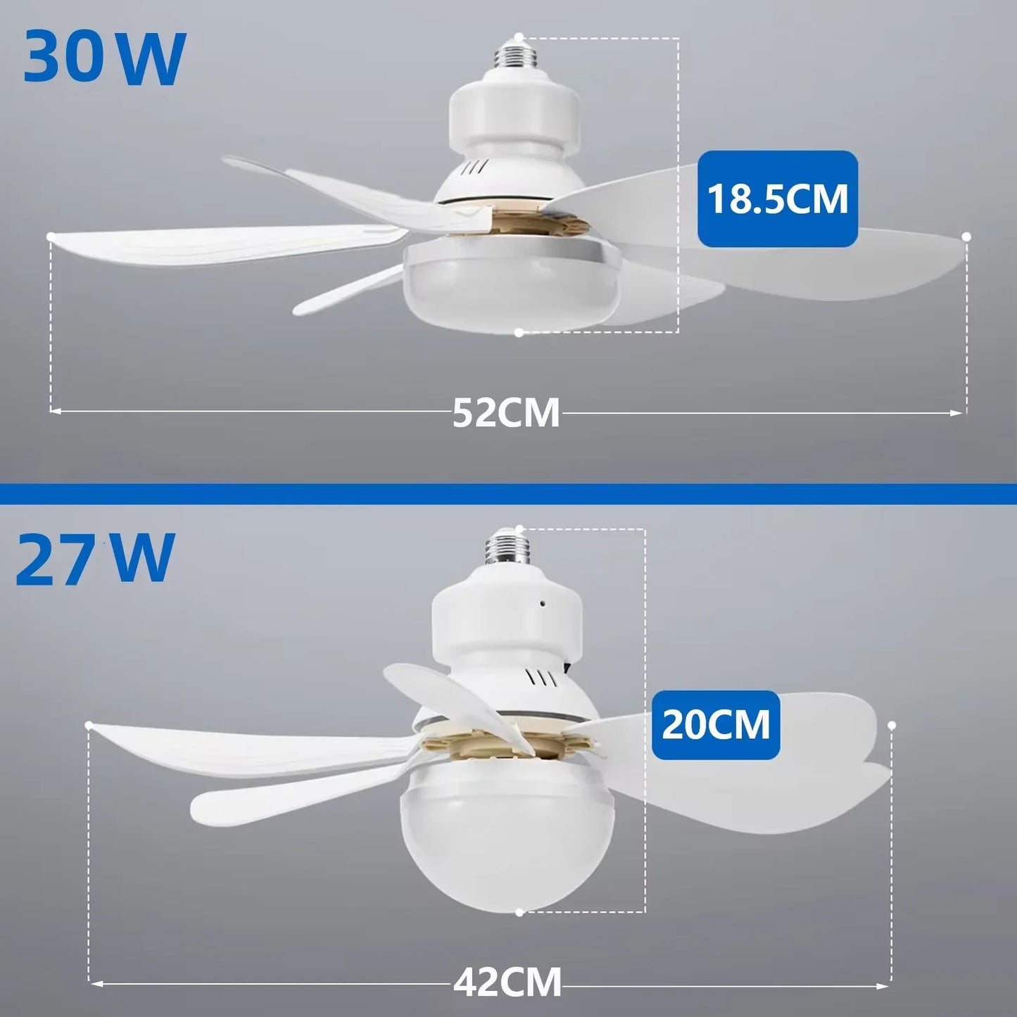 LED Ceiling Fan Light with Remote Control – Dimmable 30W Modern Fan