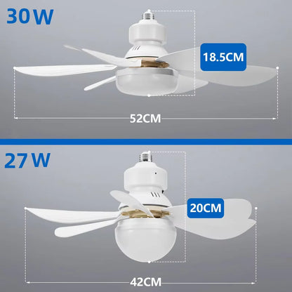 LED Ceiling Fan Light with Remote Control – Dimmable 30W Modern Fan