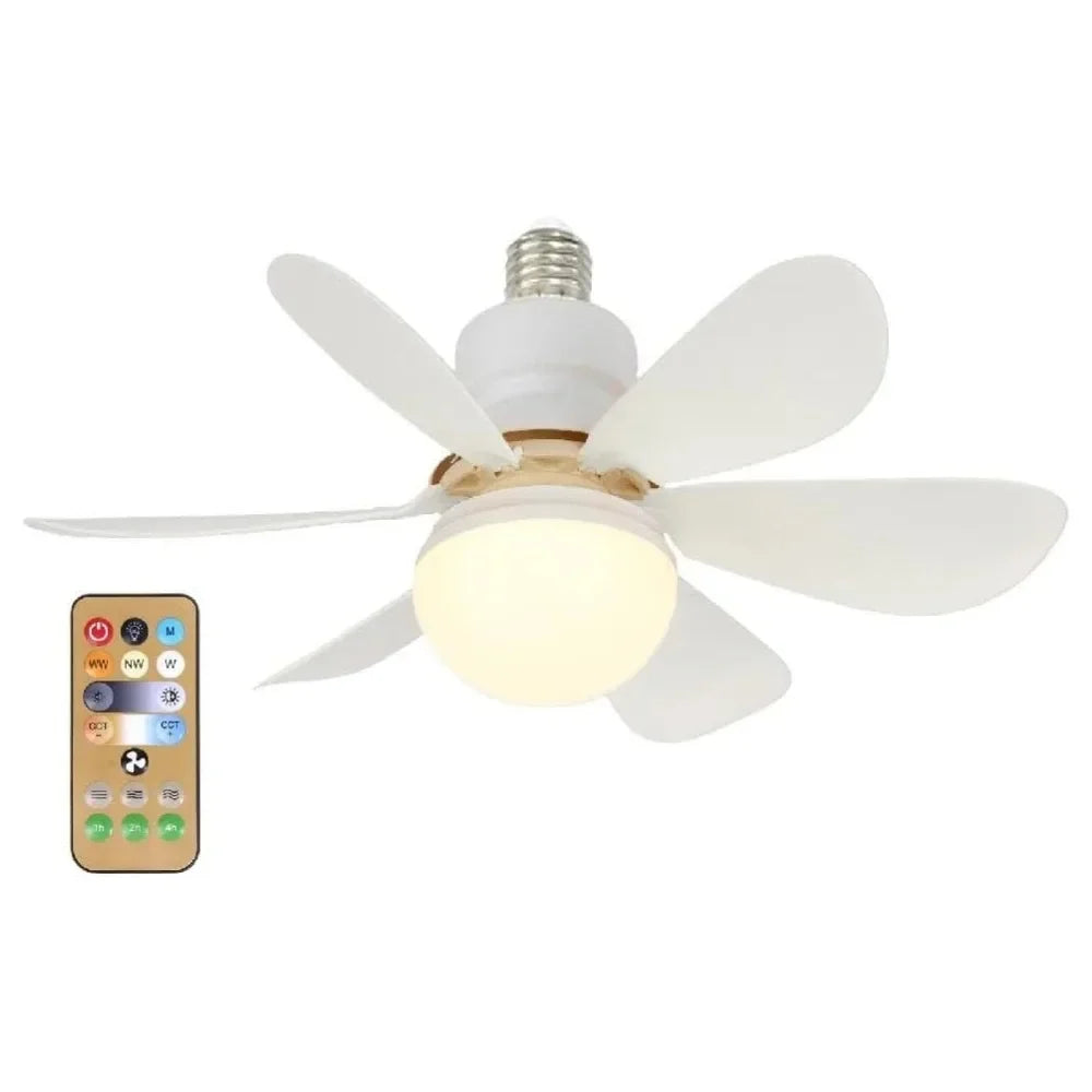 LED Ceiling Fan Light with Remote Control – Dimmable 30W Modern Fan