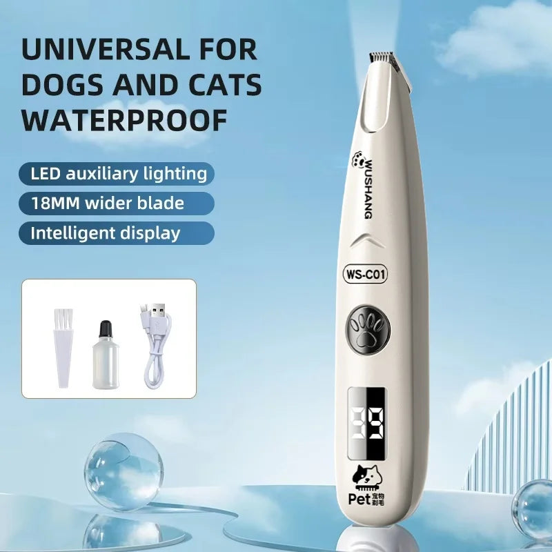 Waterproof Electric Pet Groomer Trimmer with LED Light