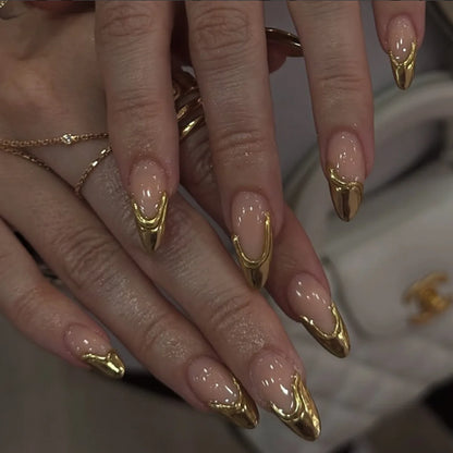 3D Flower French Tip Press On Nails Almond