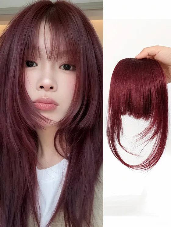 Bangs Dark Brown Synthetic Hair Clip-In – Natural Wispy Fringe Wear