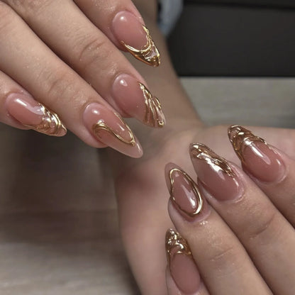 3D Flower French Tip Press On Nails Almond