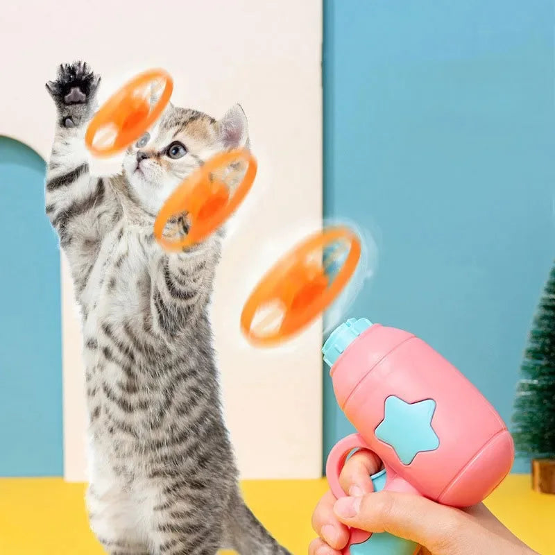 Interactive Cat Toy Flying Disc Launcher – Indoor Hunt & Play Gun