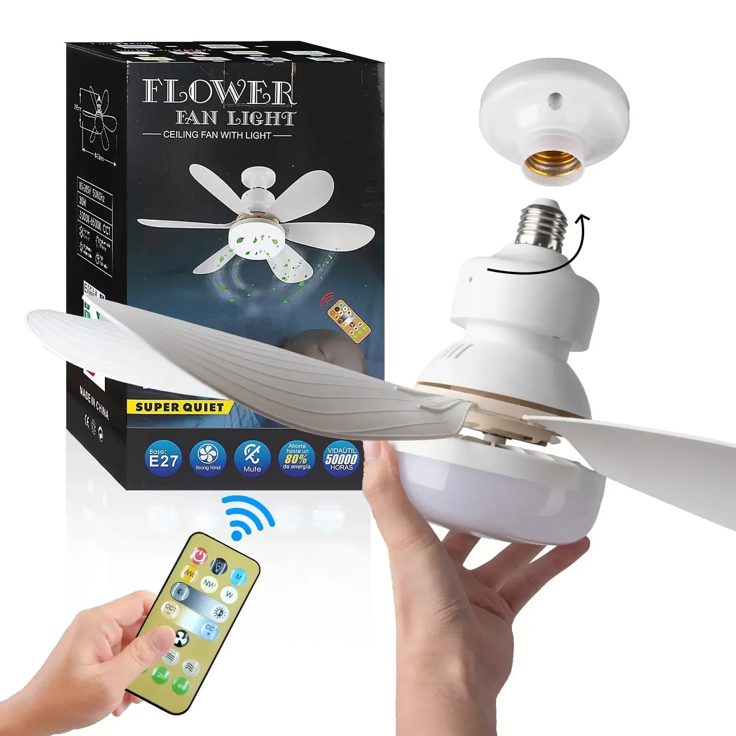 LED Ceiling Fan Light with Remote Control – Dimmable 30W Modern Fan