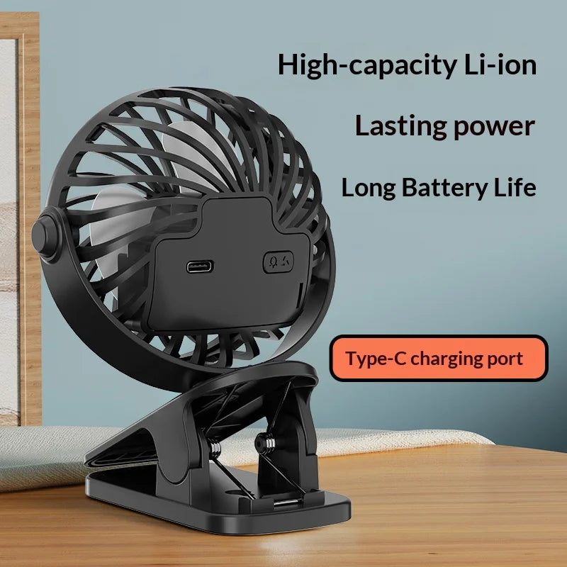 HOMEFISH Rechargeable Rotatable Clip Fan