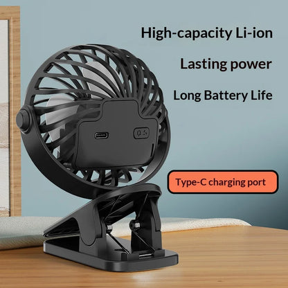HOMEFISH Rechargeable Rotatable Clip Fan
