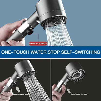 3-Mode Filtered Shower Head with 59" Hose & Massage Brush