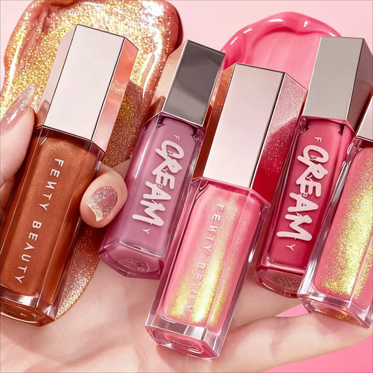 Fashion Fenty Beauty Lip Glaze Moisten Shine Glitter Lip Plumper Makeup For Beginner Liquid Lipstick Female Makeup Cosmetics