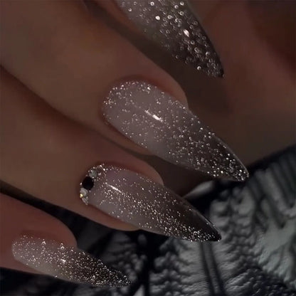 3D Flower French Tip Press On Nails Almond