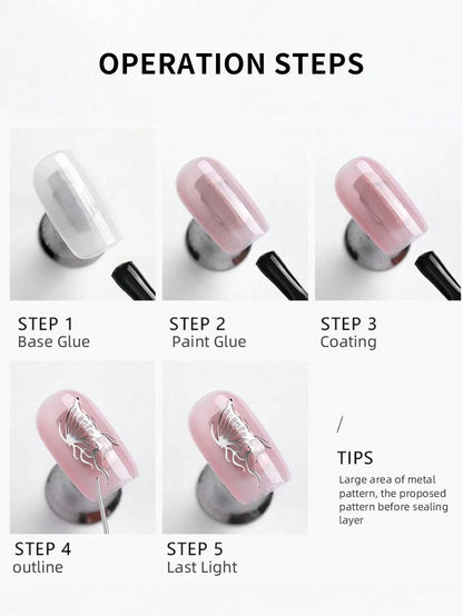 15ML Mirror Silver Metallic Painting Gel Nail Polish Soak Off Gel Nail Polish Silver Mirror Glitter UV Gel For Home Manicure DIY