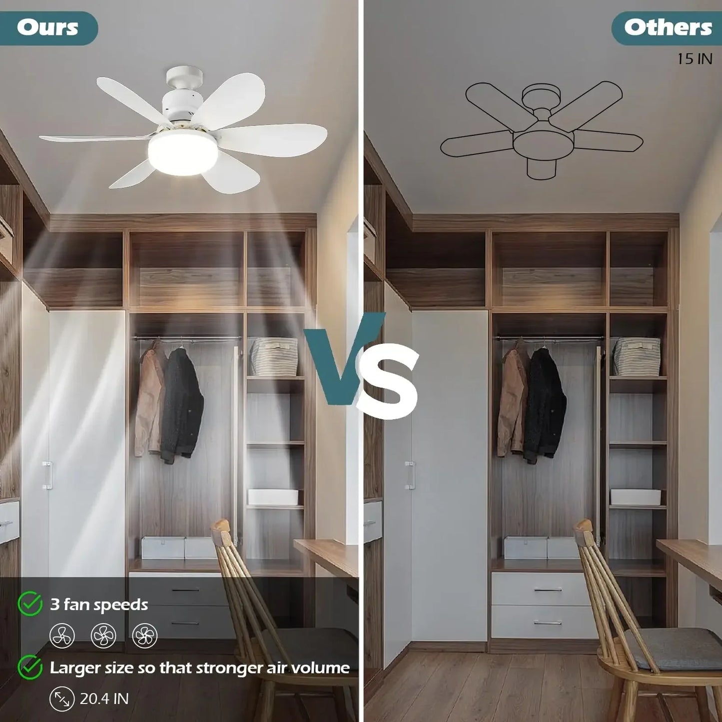 LED Ceiling Fan Light with Remote Control – Dimmable 30W Modern Fan