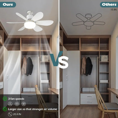 LED Ceiling Fan Light with Remote Control – Dimmable 30W Modern Fan
