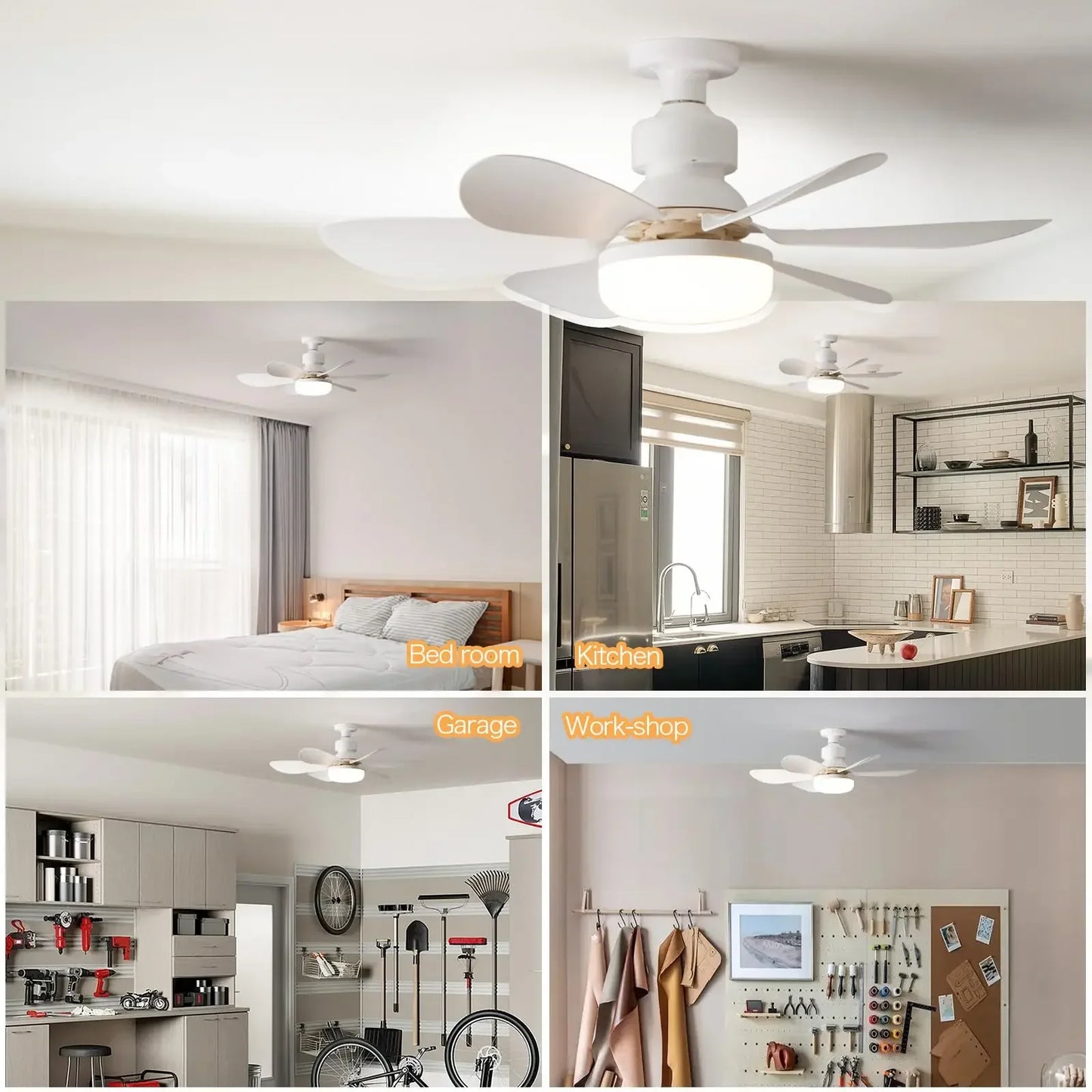 LED Ceiling Fan Light with Remote Control – Dimmable 30W Modern Fan