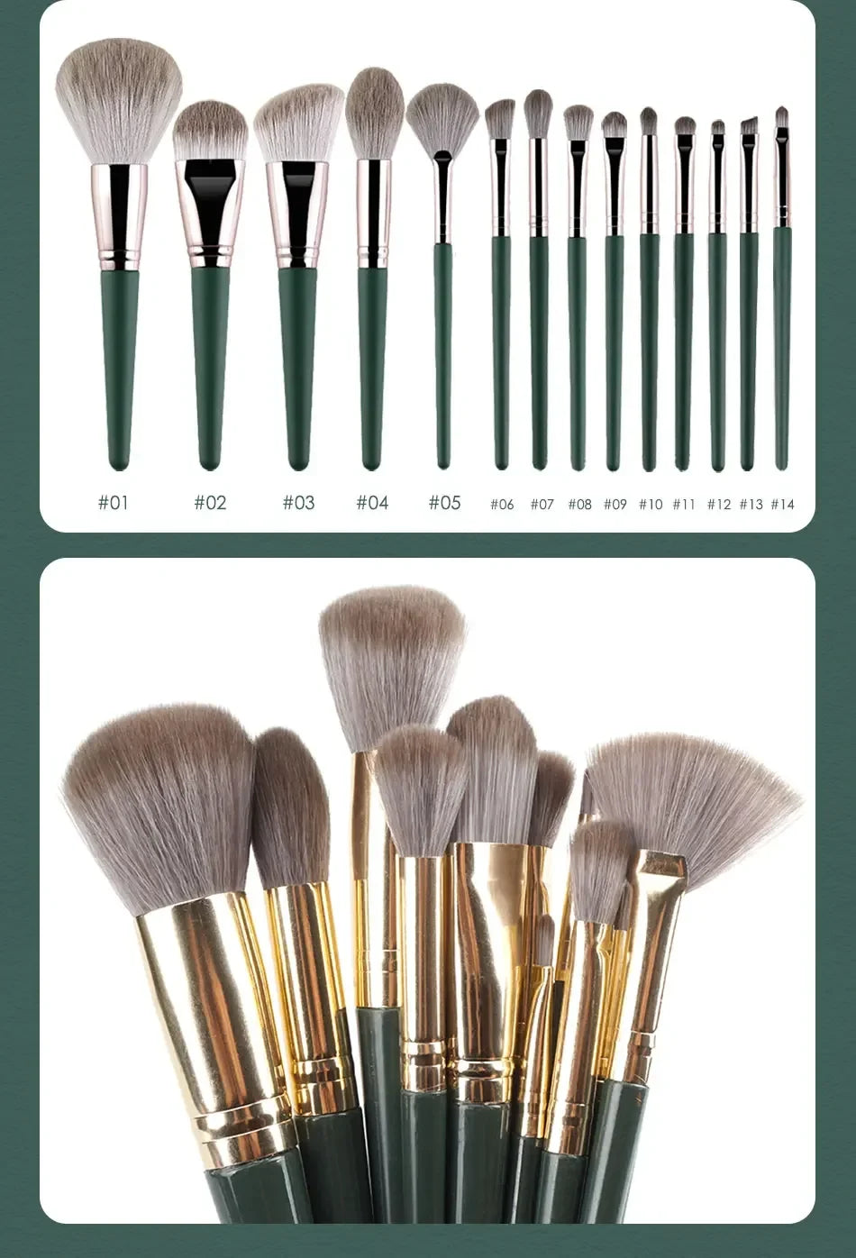 14-Piece Makeup Brush Set – Soft Fluffy Professional Beauty Brushes