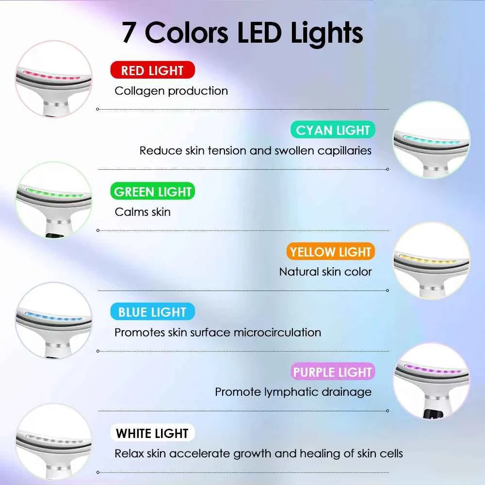 7-Color LED Beauty Device for Neck & Face – Vibration Massage, Skin Tightening & Lifting Tool