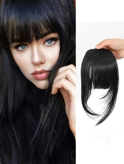 Bangs Dark Brown Synthetic Hair Clip-In – Natural Wispy Fringe Wear