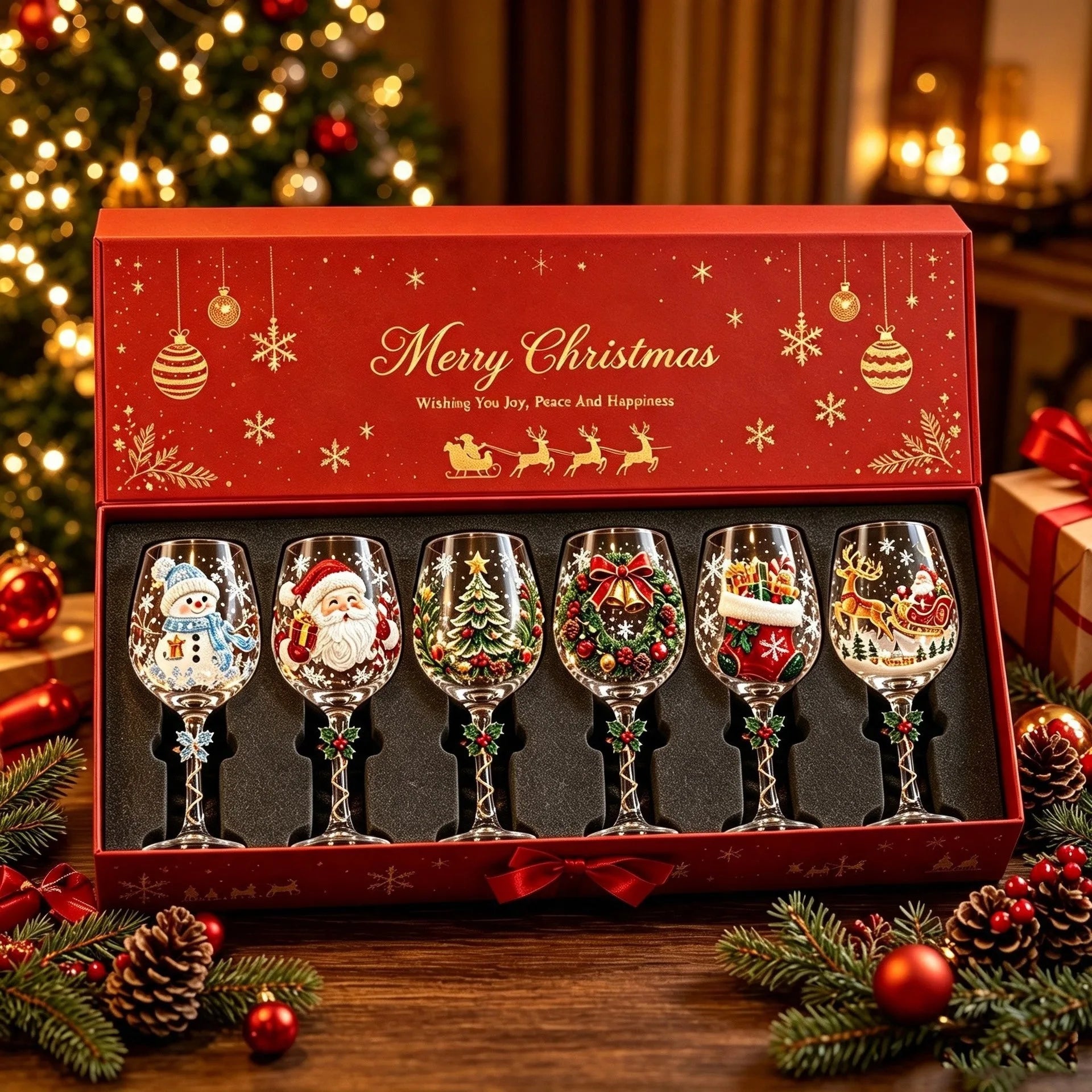 WineWonder™ Gift Set 🍷🎄 — Elegant 3D Christmas Charm