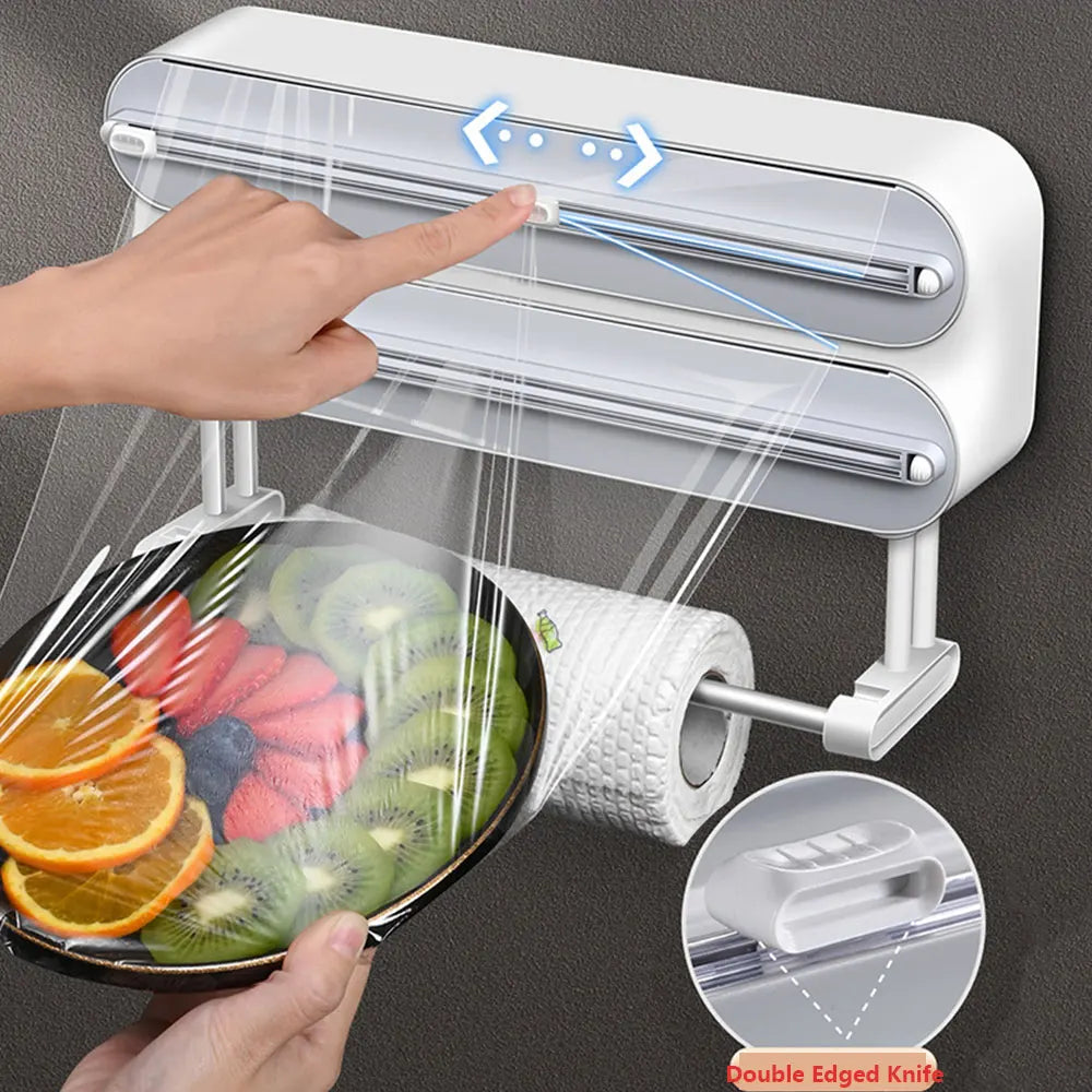 WrapMate™ 3-in-1 Organizer 🧻✨ — Cut, Store & Dispense Easily