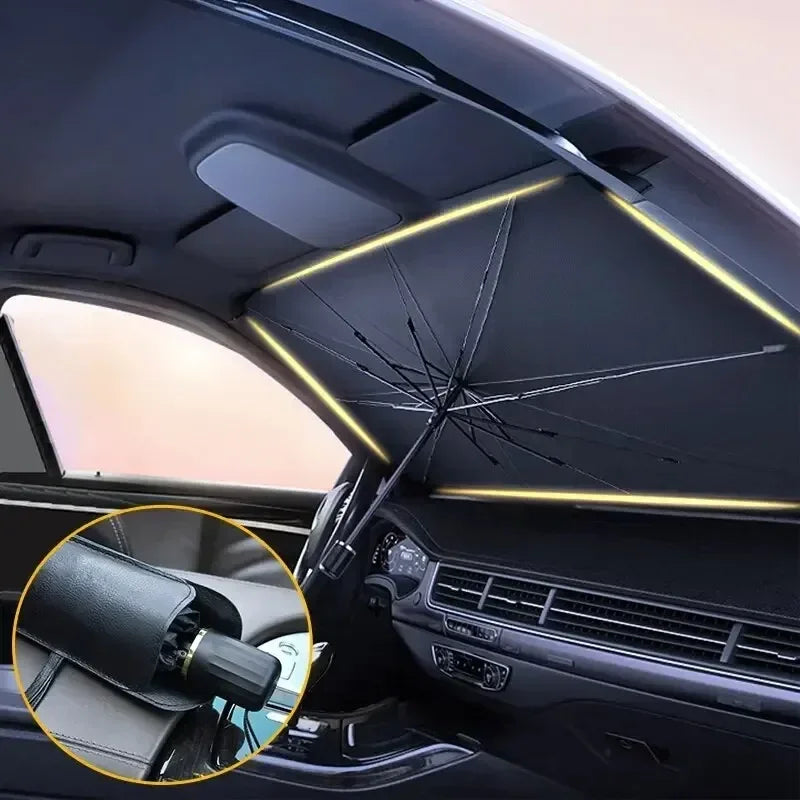 Car Sunshade for SUV & Hatchback | UV-Reflective Heat Reduction | Umbrella-Fold Design | Large 140×79 cm