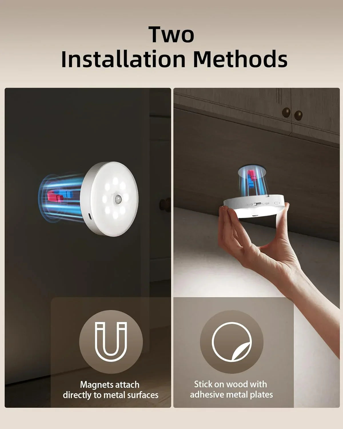 Rechargeable Motion Sensor Light - Auto ON OFF LED Night Light