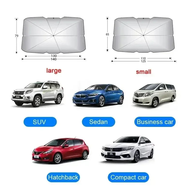 Car Sunshade for SUV & Hatchback | UV-Reflective Heat Reduction | Umbrella-Fold Design | Large 140×79 cm