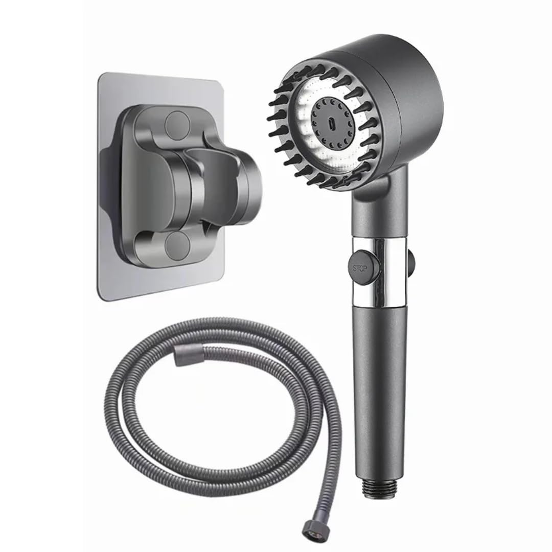 3-Mode Filtered Shower Head with 59" Hose & Massage Brush